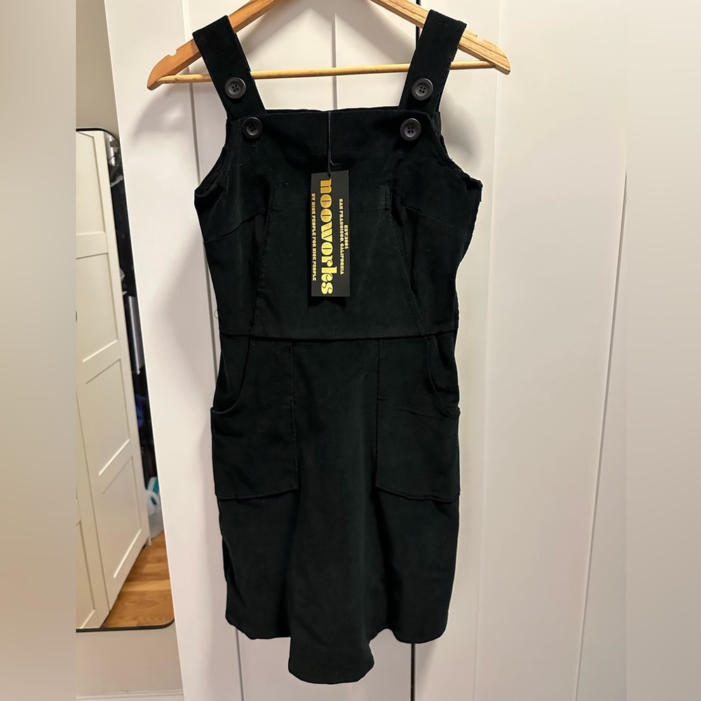 Nooworks Black Corderoy Coverall Dress
